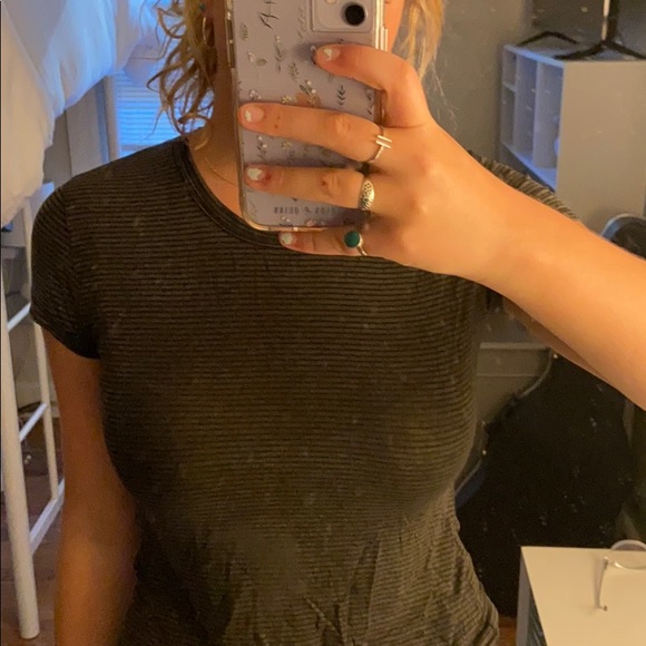 green and black striped brandy melville t shirt - Picture 3 of 3
